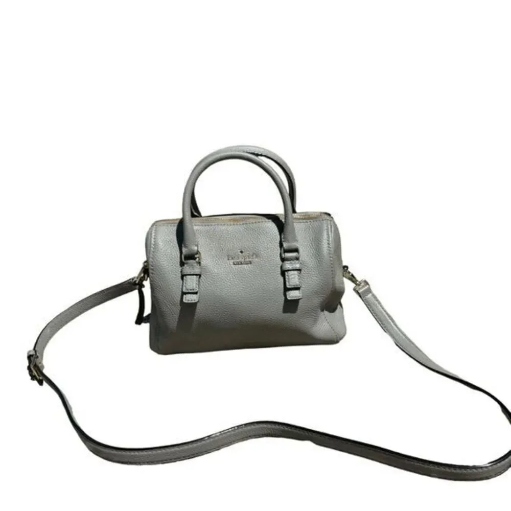 Kate Spade Jackson Street Leather Satchel Crossbody Bag Gray Adjustable Strap - Picture 1 of 16